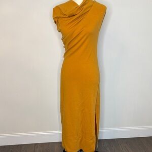 Altuzarra One Shoulder Mustard Dress